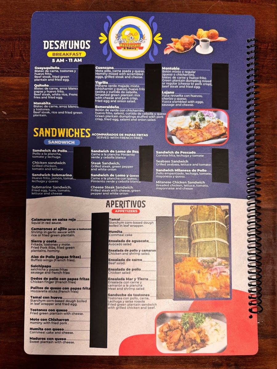 Otra Casita Restaurant & Bakery Menu - Image 1